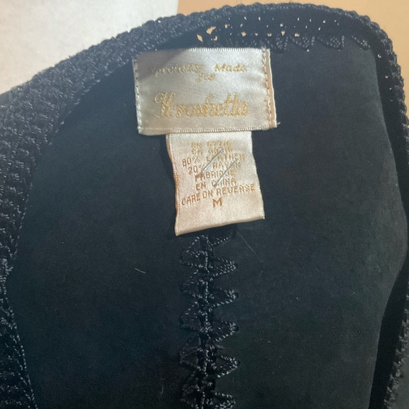 “Kroshetta” Vintage Crochet/ Lace Black Suede Vest. - Picture 10 of 11